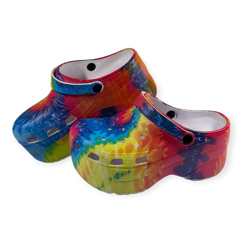 Cape Robbin Gardener Platform Clog, Rainbow Tie-Dye, Synthetic, Women's 10
